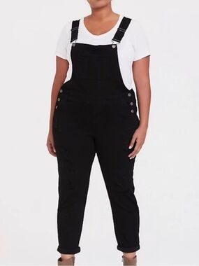 Torrid Premium Women’s 14R Black Denim Overalls Stretch 148862 EUC Pants Jeans